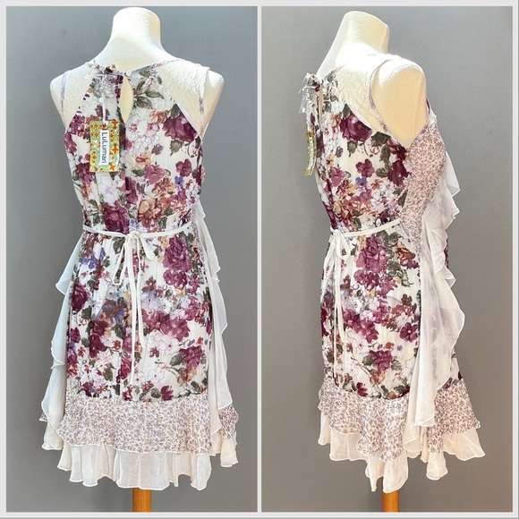 NWT! LULUMARI boho floral patchwork romantic dress, S. - Picture 4 of 13